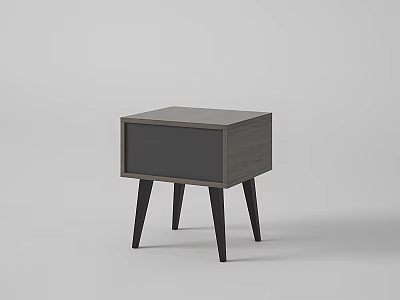 Sleek Modern Nightstand Design With Gray Wooden Surface And Black Tapered Legs 3d model