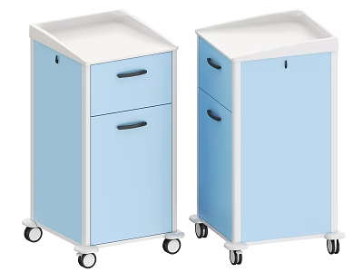 Light Blue Medical Carts With Drawers And Wheels For Healthcare Facilities 3d model