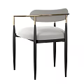 Modern White Accent Chair With Gold Armrests And Black Legs Design