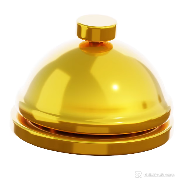 Shiny Golden Metallic Bell Kitchen Utensil With Smooth Surface And Decorative Design 3d model 