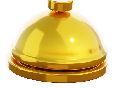 Shiny Golden Metallic Bell Kitchen Utensil With Smooth Surface And Decorative Design 3d model