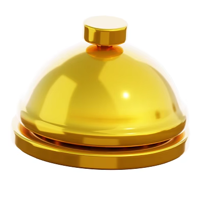 Shiny Golden Metallic Bell Kitchen Utensil With Smooth Surface And Decorative Design 3d model