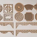 New carved window lattice window carved door arch angle flower 3d model