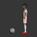 Young Soccer Player in Red and White Jersey Full Body Pose with Colorful Soccer Ball