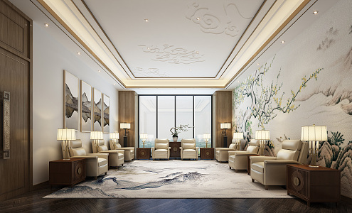 New Chinese Reception Room VIP Reception Room 3d model