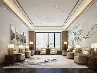 New Chinese Reception Room VIP Reception Room 3d model