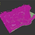 Scenic Residential Area With Red Roof Buildings Trees Roads And Water Body
