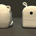 Decorative White Cartoon Animal Shaped Figurines With Wave Pattern And Black Dot