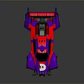 Sporty Purple and Red Toy Racing Car with Large Wheels Rear Wing and Number 8