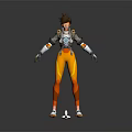 Game Movie Character With Brown Spiky Hair Orange Tights Gray Armor White Gloves And Mechanical Gear