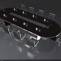 Sleek Swing Door In Conference Room With Oval Table And Black Chairs