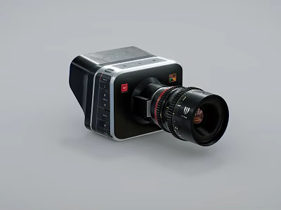 Vintage Professional Camera With Large Lens Black Silver Body And Classic Design 3d model