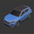 Sleek Modern Blue SUV Exterior with Black Roof and Silver Wheels
