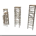 Construction Scaffolding Structures With Three Different Heights And Metal Frames