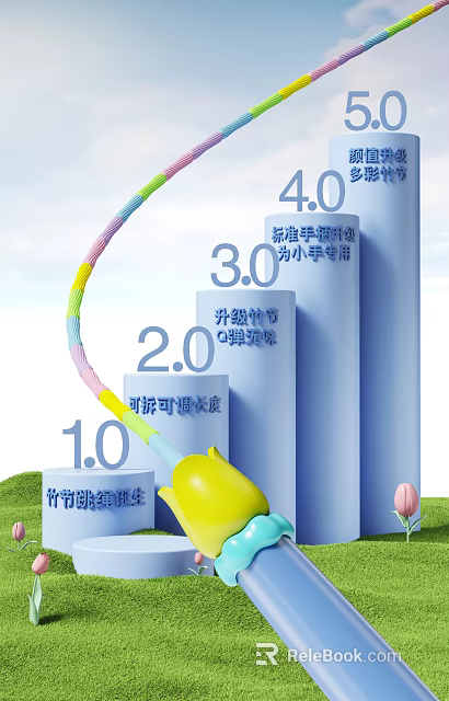 Colorful Kids Jump Rope With Light Rope Elastic Bounce Adjustable Length And Training Design 3d model 