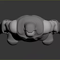 Sci Fi Robot Character with Metallic Armored Body Red Eyes and Muscular Build