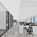 Contemporary Public Office Interior With Open Layout Desks Computers Green Plants And Natural Light