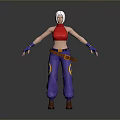 3D Character Blonde Hair Red Tank Top Blue Pants Yellow Accents Brown Boots Blue Gloves