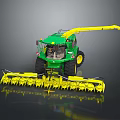 Green Agricultural Silage Harvester With Yellow Cutting Mechanism And Long Arm