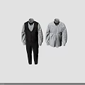 Men Women Formal Attire With Patterned Vest Bow Collar Blouse And Pants