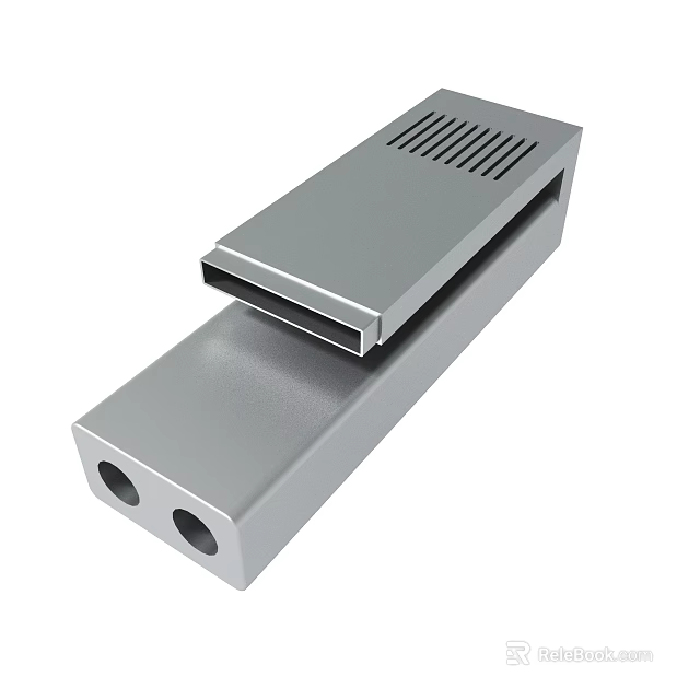 Metal Mechanical Component With Rectangular Structure Ventilation Slots And Two Holes 3d model 