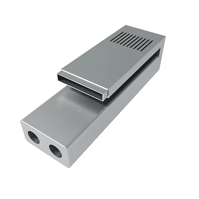 Metal Mechanical Component With Rectangular Structure Ventilation Slots And Two Holes 3d model
