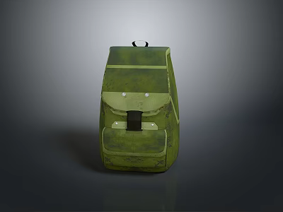 Practical Green Backpack With Flap Closure Black Buckle And Textured Surface Design 3d model