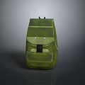 Practical Green Backpack With Flap Closure Black Buckle And Textured Surface Design