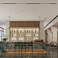 Elegant Luxury Sales Office Lobby With Marble Bar And High End Interior Design