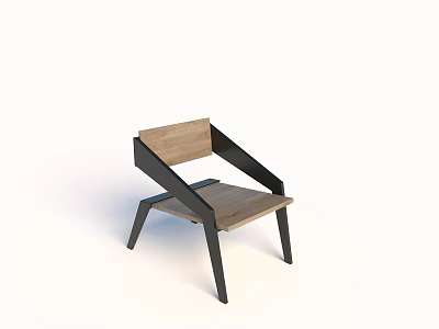 Modern Wooden Kids Chair With Black Metal Frame And Safe Design For Children 3d model