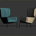 Turquoise And Gray Single Sofa With Wooden Accent And Metal Legs Modern Design