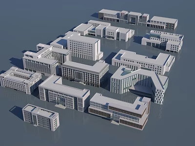 Modern Office Buildings Complex With Contemporary Design And Diverse Architectural Structures 3d model