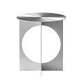 Sleek Modern Metal Side Table With Round Top And Oval Cutout Design