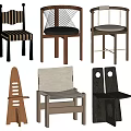 Stylish Leisure Chairs with Various Modern Designs Wooden Frames Striped Mesh Upholstery and Unique Styles