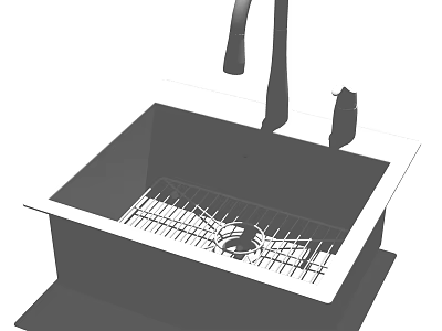 Stainless Steel Kitchen Sink With Drainer Rack And Faucet For Modern Kitchen 3d model