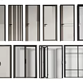 Modern Hinged Doors Featuring Glass Panels And Various Design Styles 3d model