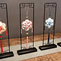 Traditional Chinese Decorative Pendants With Colorful Floral Patterns And Tassel Details
