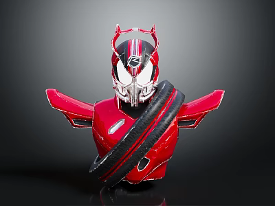 Red Cosplay Armor Costume With Detailed Shoulder Pads And Glossy Finish 3d model