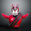 Red Cosplay Armor Costume With Detailed Shoulder Pads And Glossy Finish