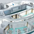 Aerial View of Modern Commercial Interior With Open Layout Seating Areas And Digital Displays