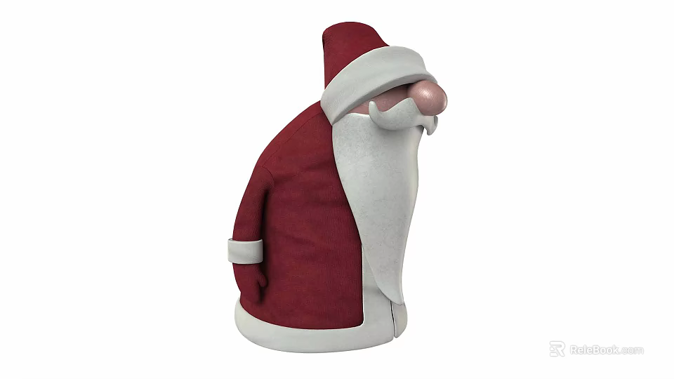 Festive Santa Claus Decorative Ornament Figurine With Red Coat White Beard And Pink Nose 3d model 