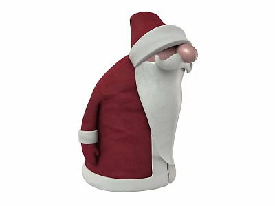Festive Santa Claus Decorative Ornament Figurine With Red Coat White Beard And Pink Nose 3d model