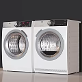 Modern White Washing Machines With Transparent Doors And Digital Control Panels