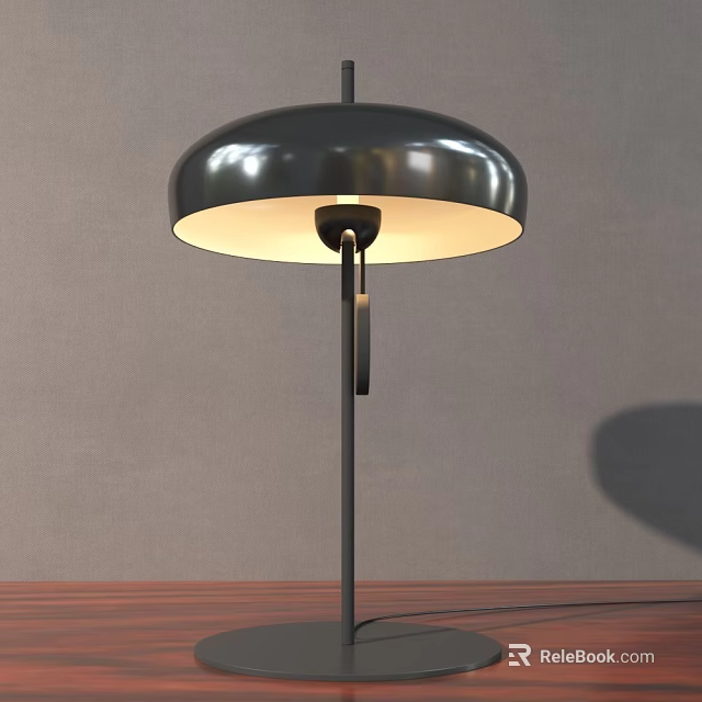 Modern Black Table Lamp With Sleek Metal Dome Shade And Soft Illuminated Light 3d model 