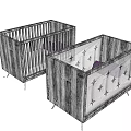 Modern Wooden Baby Cribs With Striped Texture And Star Patterns On Sides