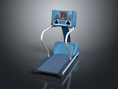 Blue Treadmill With Digital Display Control Panel Handrails And Running Belt 3d model