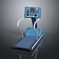 Blue Treadmill With Digital Display Control Panel Handrails And Running Belt 3d model
