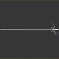 Blue Decorative Sword With Long Slender Blade And Shiny Hilt On Dark Background