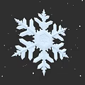 White Snowflake 3D Model With Detailed Design On Dark Background And Small Dots 3d model
