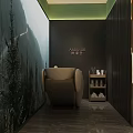 Modern Beauty and Hair Salon Interior with Green Chairs Beige Armchairs Mirrors and Product Shelves